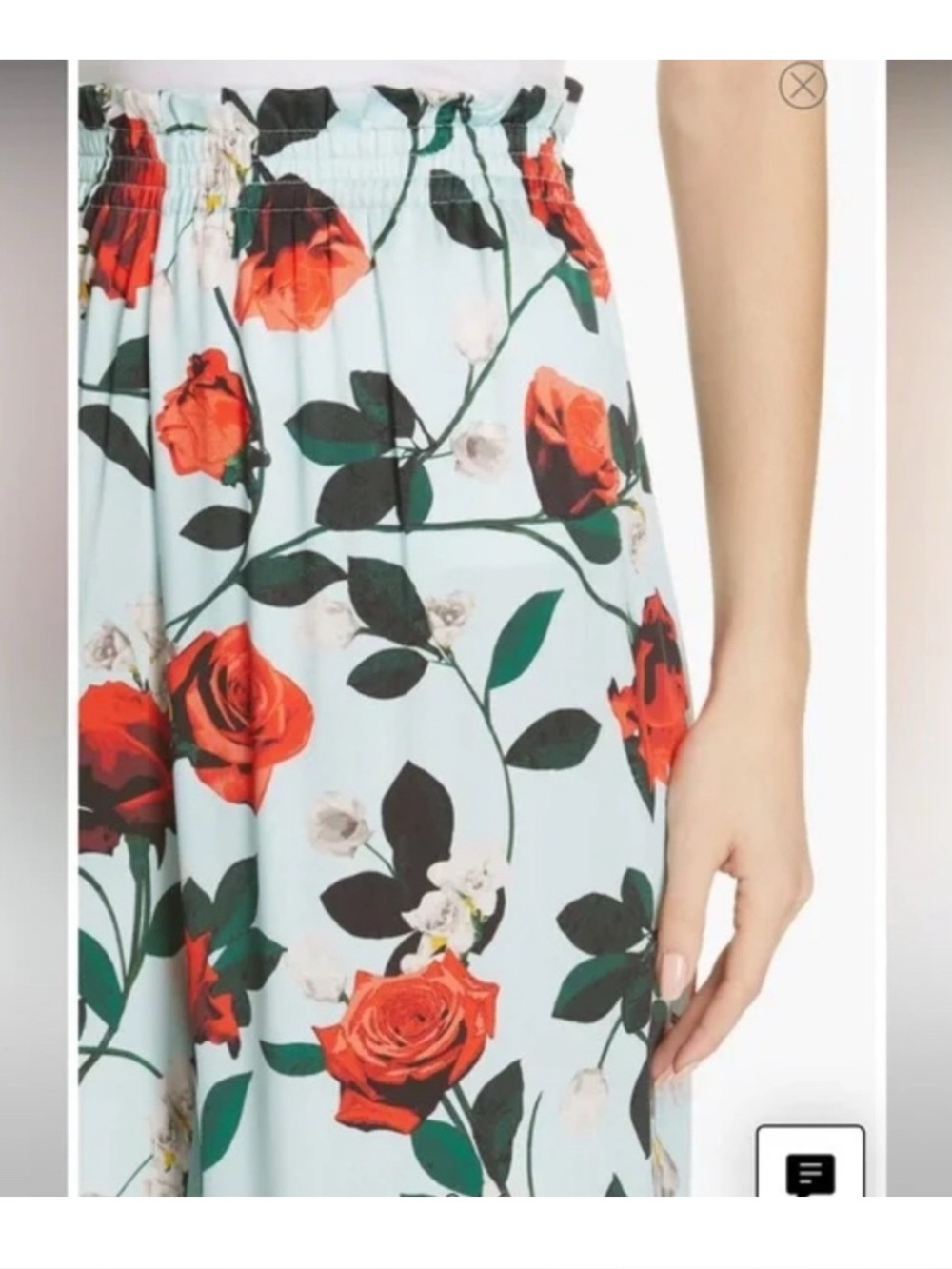 Alice + Olivia Blue Elba Floral Crop Satin Pull On Pants Size XS - Picture 3 of 12